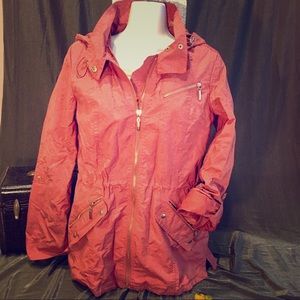 ELLEN TRACY Jacket 🧥 hood salmon pink coral color